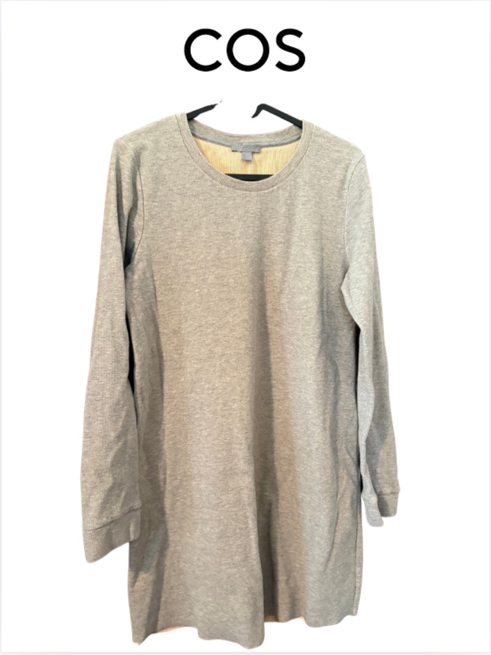 COS Crewneck Ribbed top in Light Grey